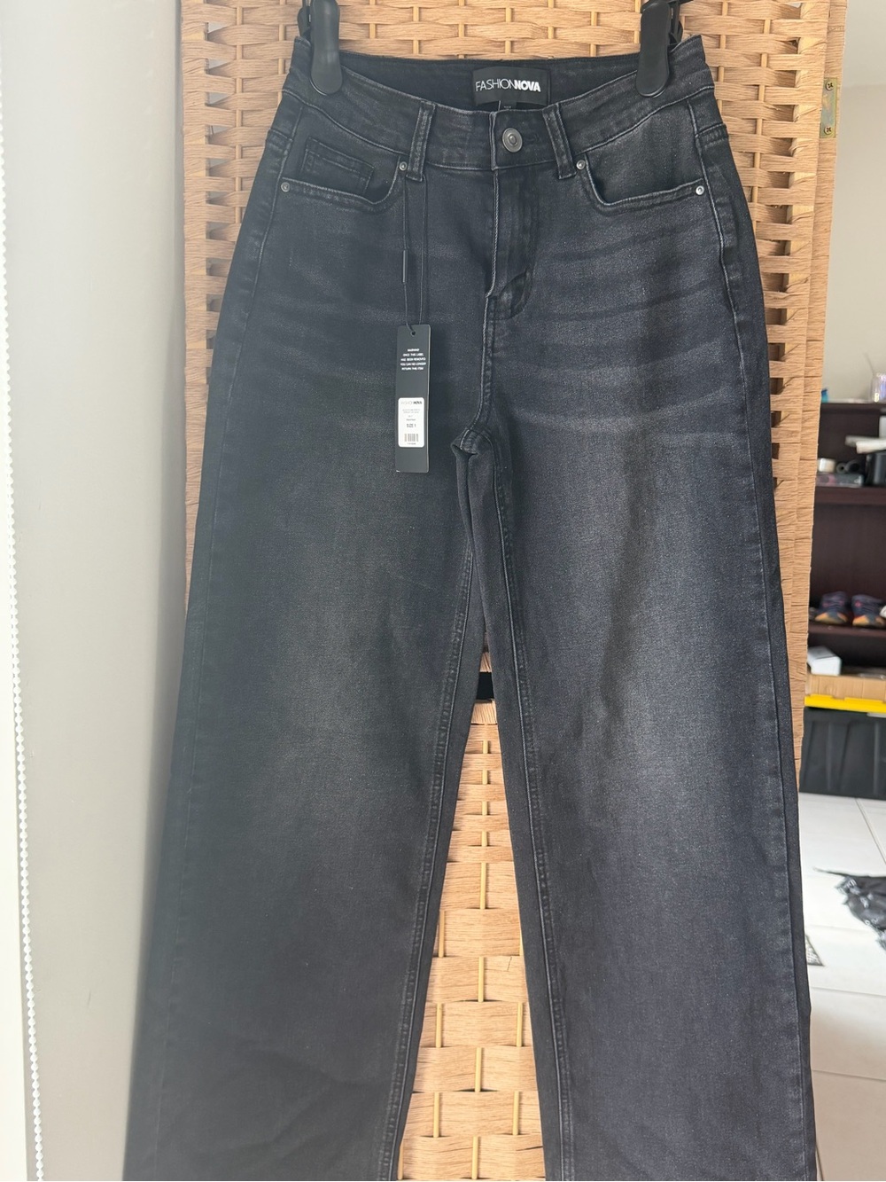 Fashion Nova Black Straight-Leg Jeans